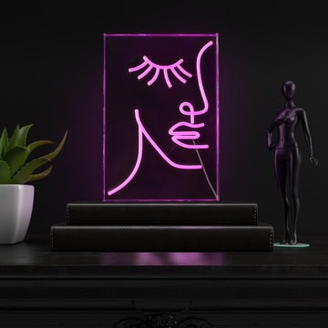 Half-Face Contemporary Glam Acrylic Box USB Operated LED Neon Light - JONATHAN Y